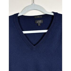 J. CREW 100% Merino‎ Wool V-neck Sweater Blue Size XLARGE
